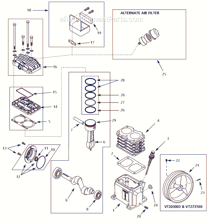 Page B Diagram and Parts List for EX800301AJ 2005 Campbell Hausfeld Compressor